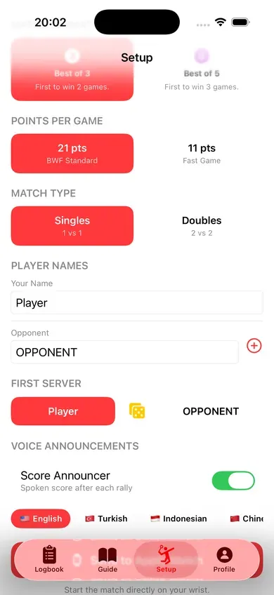 BWF rules built in