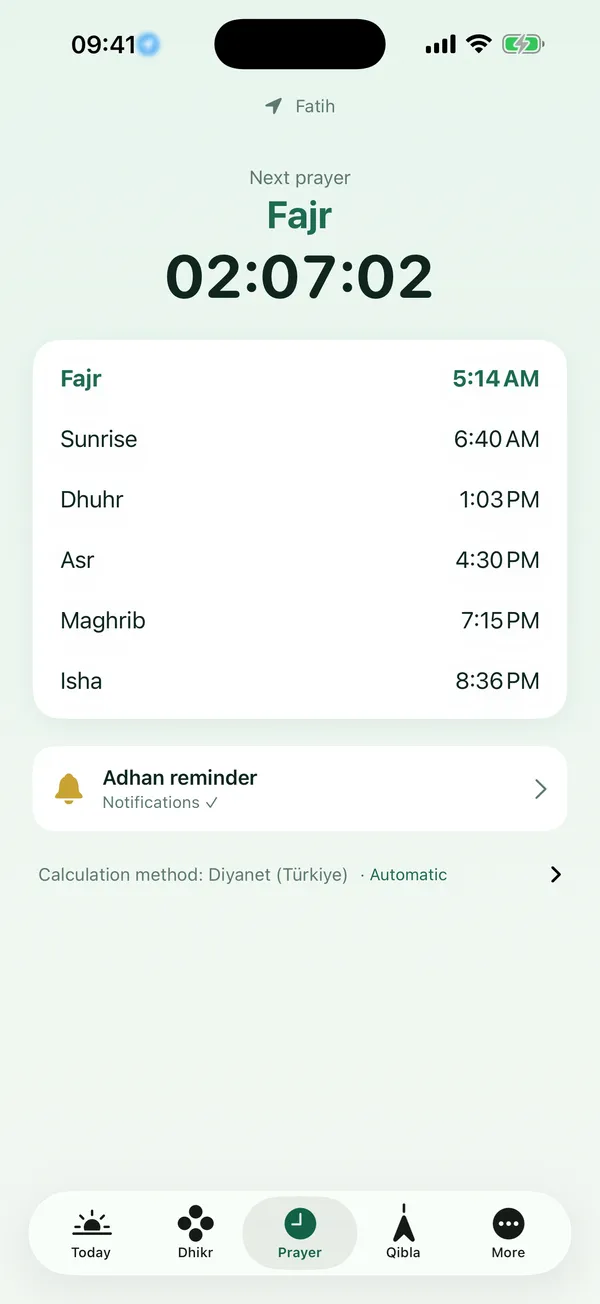 Never miss the adhan